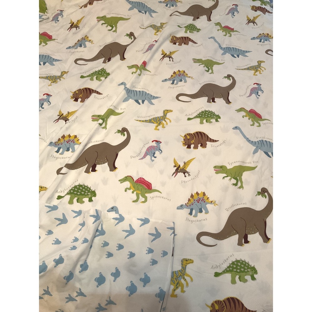 Dinosaur Print Zippered Duvet Cover Reversible Footprint Pattern Kids Bedding - Picture 4 of 5